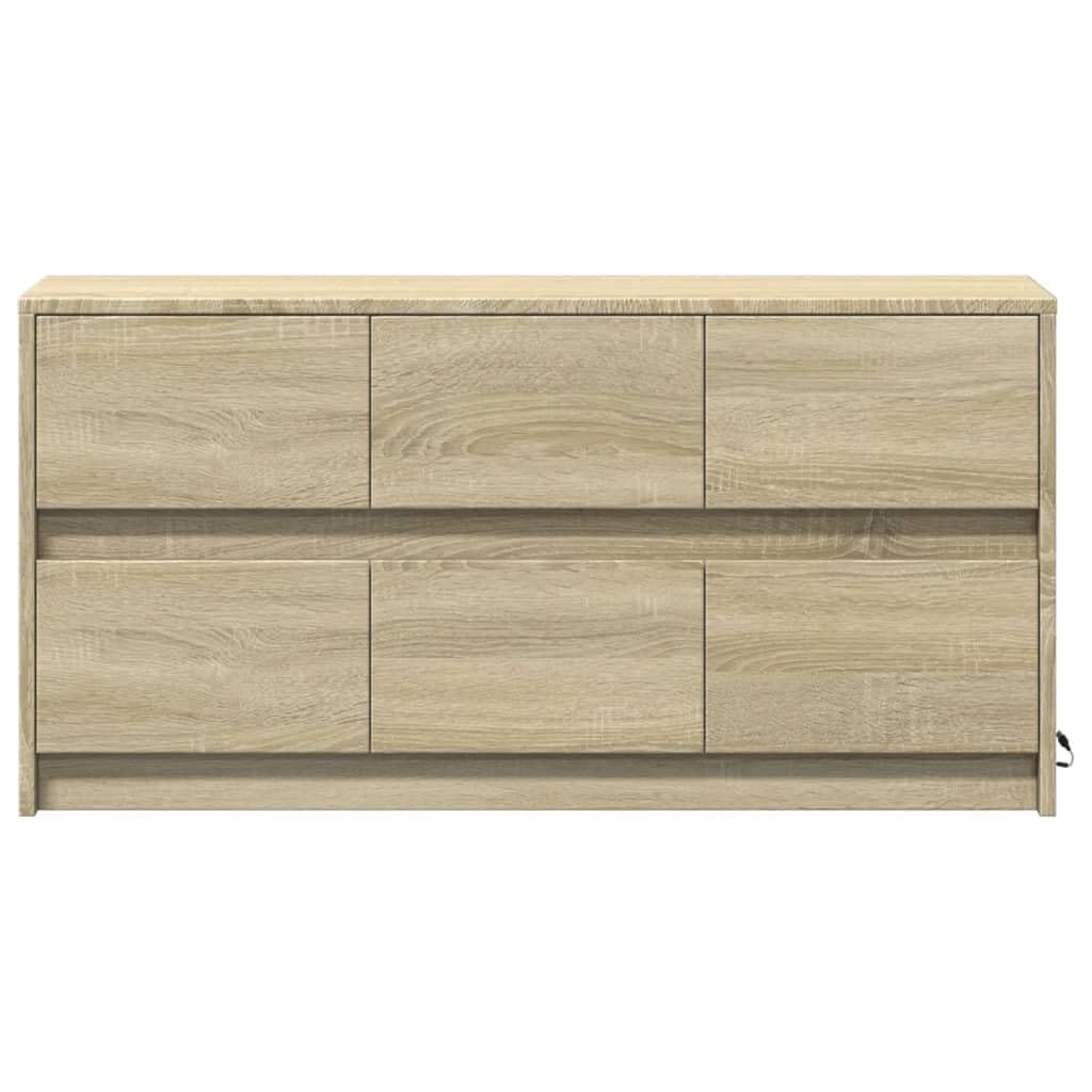 Szafka pod TV z LED dąb sonoma 100x34x50 cm mebel RTV z podświetleniem RGB duża przestrzeń do przechowywania stabilny blat max obciążenie 65 kg do salonu i sypialni