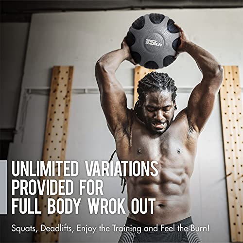 WF Athletic Supply Medicine & Exercise Ball - Durable Rubber & Consistent Weight Distribution; Comfort Textured Grip for Strength, Balance & Core Training, Dual Texture, 42LB Weight Set