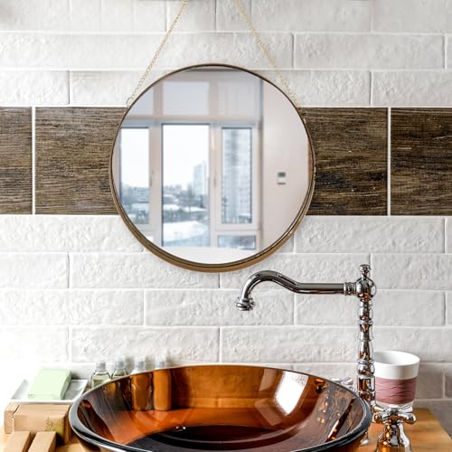 Miroir mural en fer PRETYZOOM avec cadre rond haut de gamme et LED