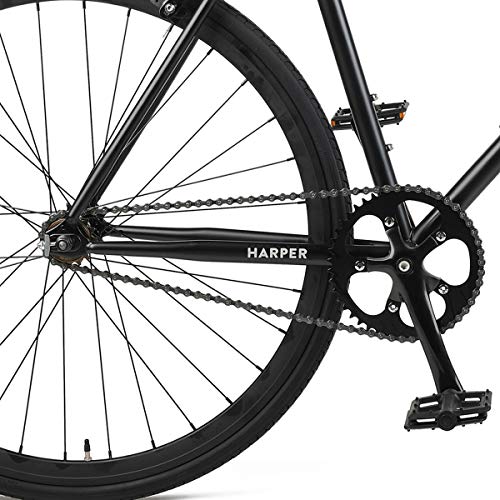 Retrospec Harper Single-Speed Fixed Gear Urban Commuter Bike, 60cm, xl, Matte Black - Thumbnail 7