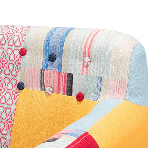 Trendy Sessel Polsterbezug Dicke Sitzfläche bunt Patchwork Melby – Bild 6