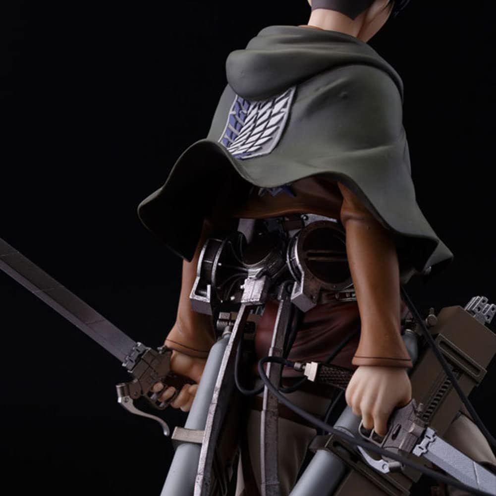 Levi Statue Figurine Anime 20cm Levi Figurine d'action Scène de bataille Modèle PVC Sculpture décorative pour la maison Cadeaux de collection