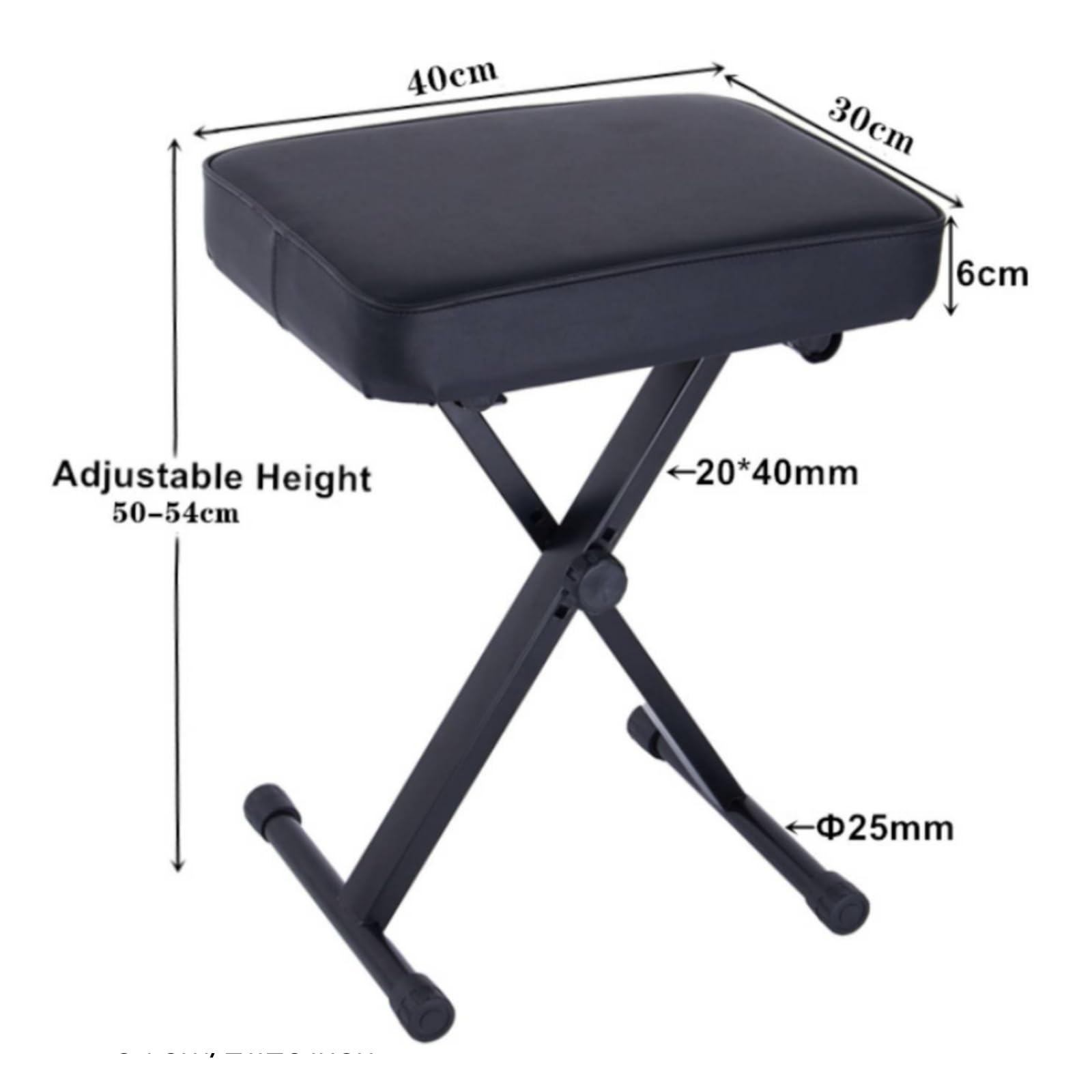 Höhenverstellbare Adjustable Piano Bench Höhenverstellbar Faltbare Klavierbank Faltbar X-förmiger Klavierstuhl für Keyboardspieler, Proberaum, Schwarz