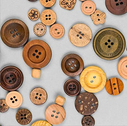 Youery 600pcs Coconut Wood Buttons DIY Shell Lines Buttons 2/4 Holes Buttons for Sewing and Crafts for Sewing Craft Scrapbooking and DIY Ornament Handmade - Image 2