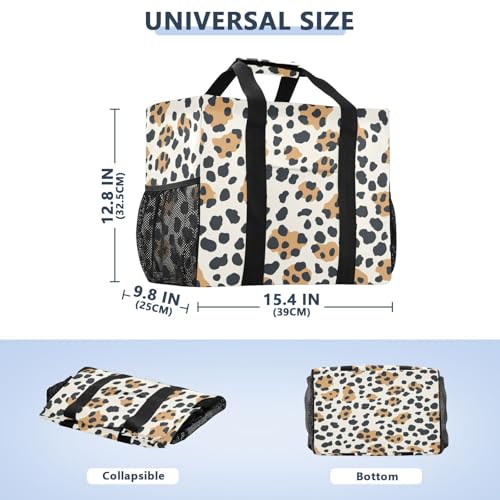 Nander Beautiful Leopard Print Reusable Grocery Bags,Large Grocery Tote Bag Water Resistant Shopping Bags Foldable Grocery Bag for Clothes,Shoes and Picnic2