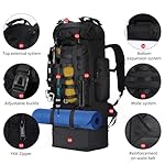 70L/100L Camping Hiking Backpack with Rain Cover, Expandable Large Military Tactical Backpack, Waterproof Molle Racksack Travel Backpacking Daypack for Climbing Trekking (Black) - Image 4