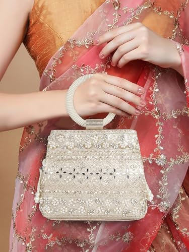 Image of Nevis Stylish Embroidery Unique Design Traditional Wedding Party Handheld Potli Bag For Women