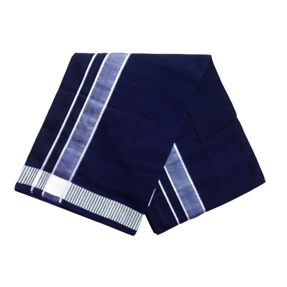 Herren Dhoti aus Baumwolle mit ausgefallener Bordüre, Kerala-Stil, Veshti Mundu Kaili Lungi, 2,0 m