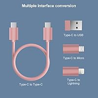 Vista 3 de Kit de adaptador de viaje USB-C con caja de almacenamiento y soporte para tarjeta SIM, Lightning a C y Micro-USB a C hembra, cable corto, carga