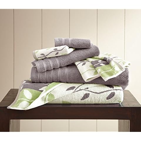 MT 6-Piece Yarn Dyed Organic Vines Jacquard/Solid Ultra Soft 550GSM 100% Combed Cotton Set Cover