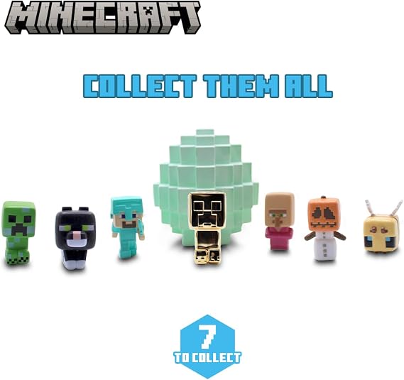 Minecraft Mine Kit Dig Your Own Mystery Block with MiniFigure, Iron Pickaxe, WaterSoak Mining Activity, Collectible GoldPlated Creeper (1in48), Gift for Kids 3+