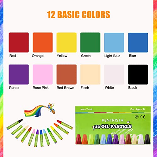 Pentrista Oil Pastels,12 Assorted Colors,Oil Pastels For Kids Indoor Activities At Home,Soft Oil Pastel Crayons Suitable For Artists Beginners Students Art Painting Drawing #TOP7