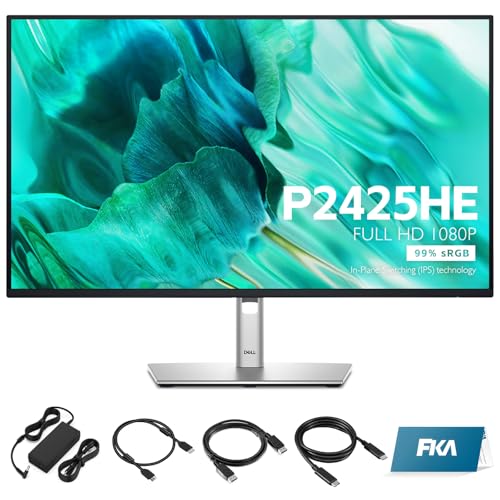 Image of FKA P2425HE Monitor - 24 Inch, Full HD 1080p (1920 x 1080), 16:9 IPS, Computer Monitor Screen with DisplayPort, Type-C, and USB-C Cables - 1 Pack (New)