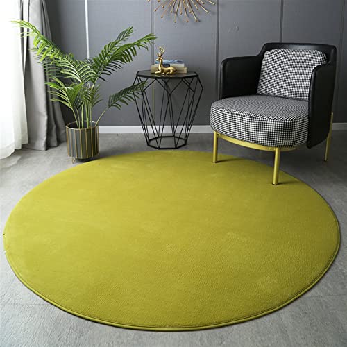 GIBZ Alfombra Redonda Suave de Terciopelo Coral Alfombrilla Antideslizante Sólida para Infantil Habitacion Dormitorio, Verde, 100×100cm