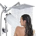 Shower Head,8”Rain Shower Head with Handheld Spray Combo with 11'' Angle Adjustable Extension Arm/Flow Regulator/Shower System,High Pressure Rainfall Shower Head Bathroom,Chrome