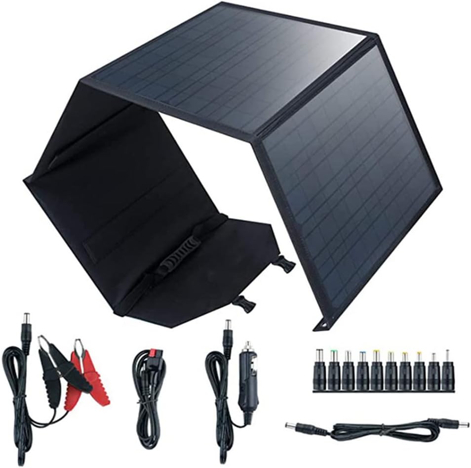 Portable Solar Panel Charger 80W Folding Solar Charging Kits,With Most Portable Solar Generators Power Stations For Travel, Camping, Rv, Hiking, Phones, Laptops, Tablet