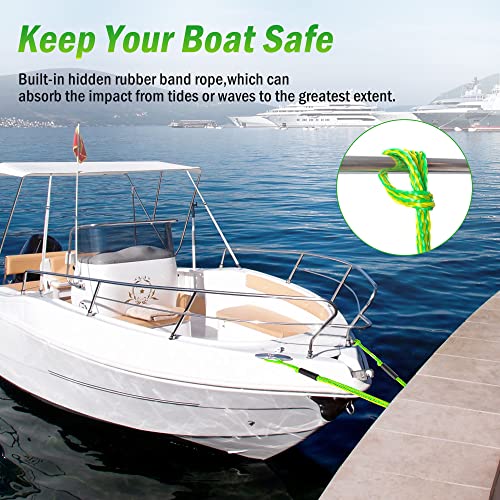 Bungee Dock Lines, 4 Feet Bungee Shock Cords Bungee Docking Rope Mooring Rope for Boat,PWC,Jet ski,Pontoon,Kayak,Canoe,Power Boat,Watercraft (Green Single Hook)