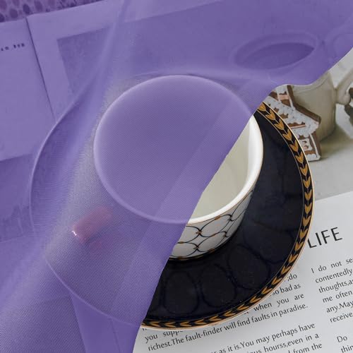 Image of Chyhomenyc Sheer Purple Tier Curtains 24 Inch Length, Small Window Curtains Treatment for Bathroom Living Room Basement, Short Rod Pocket Cafe Curtain, 42W x 24L Inches, 2 Panels