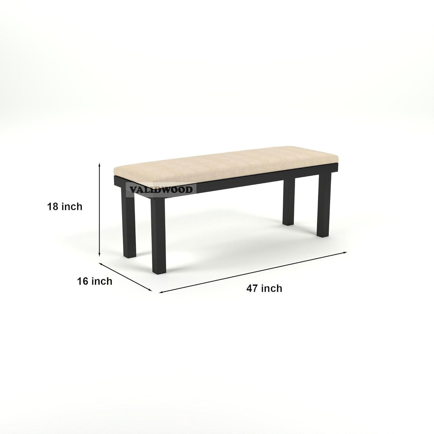 VALID WOOD Solid Wood 3 Seater Bench for Living Room Dining Room Hallway | Wooden Bench for Drawing Room Home | Dining Table Bench 3 Seater | Walnut Finish