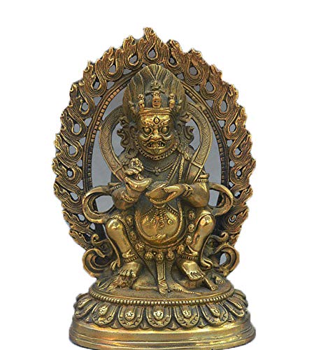YUNHAO Tibet Buddhism puro bronzo Esorcizzarle Evil Spirits Mahakala Wrathful divinità statua