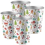 LOZACHE Edelstahl Weihnachten Becher für Kinder, Kleine Geschenke für Kinder Mädchen Jungen 3 4 5 6 7 8 9 10 jahre, 350ml Weihnachtstasse Trinkbecher Trinkgläser Geschenk zum Geburtstag, 4er Set