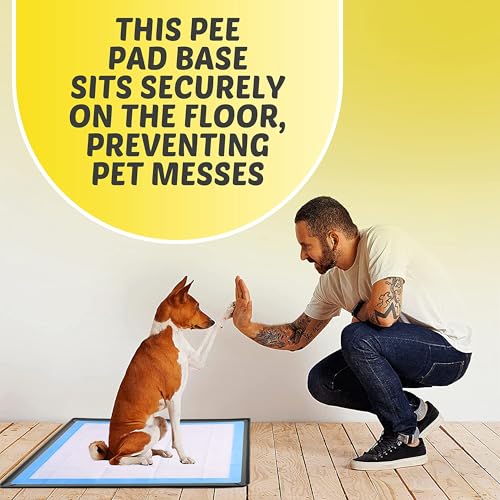 Image of TidyFriend Puppy Pad Holder Tray Fits for 28 inch x 30 inch Pee Pads with Corner Lock Holes, Raised Edges, Non-Spill, Easy to Clean Silicone Puppy Potty Tray Holder, for Indoor Floor Protection (Grey)