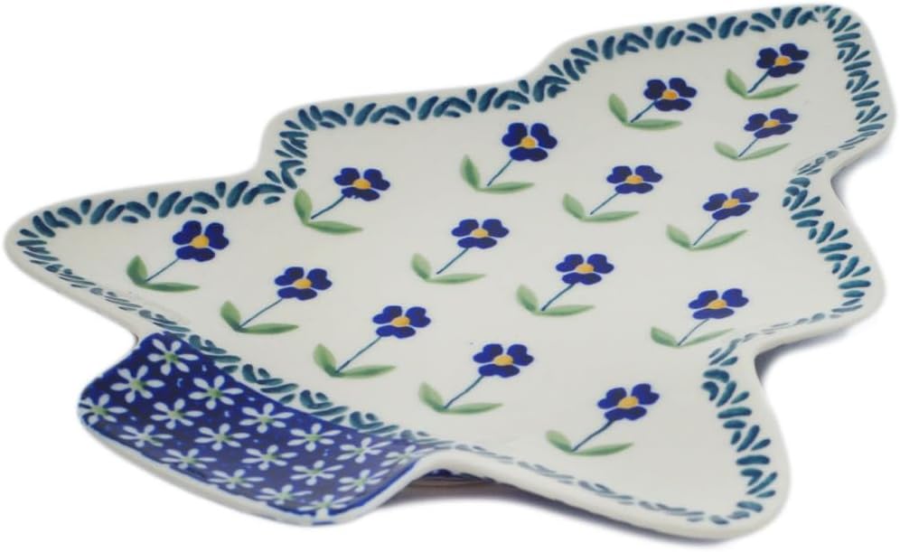 Polmedia Polish Pottery Tray - Mariposa Lily Pattern Handmade in Boleslawiec Poland + Certificate of Authenticity