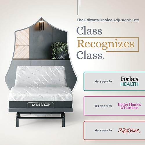 Image of Sven & Son Bliss Adjustable Bed Base Frame + 14 inch Hybrid Spring Matt (Medium Soft), Head and Foot Lift, Lumbar, Pillow-Tilt, Massage, Under-Bed Lights, USB, Memory, Zero Gravity - Queen