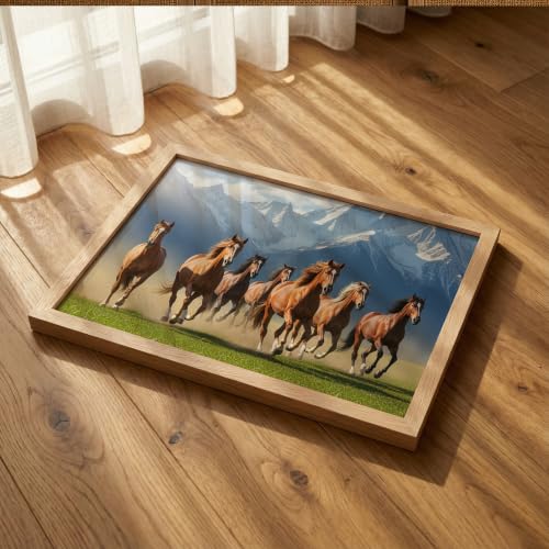 Image of Suneree 7 Horse Vastu Wall Painting (Landscape Collection) (Natural, Design 08, 10x13 Inch)