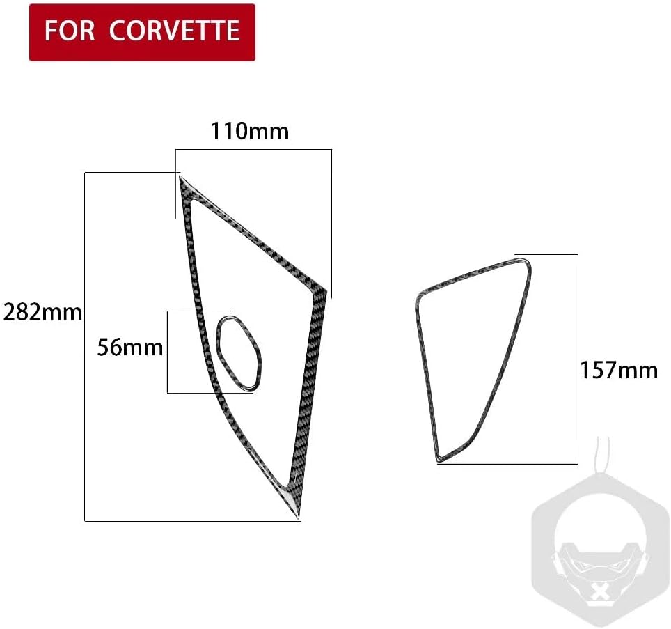 3 Pc/set Real Carbon Fiber Car Interior Accessories Speaker Cover Trim Compatible With Chevrolet Corvette C7 2014-2019 Black
