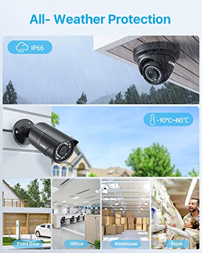 Image of ZOSI 4K 16 Channel PoE Security Camera System Outdoor Indoor, 16CH 4K NVR with 4TB HDD for 24 /7 Recording, 16 X 5MP (3K) Bullet Dome PoE Cameras with Night Vision, Motion Detection, Remote Access