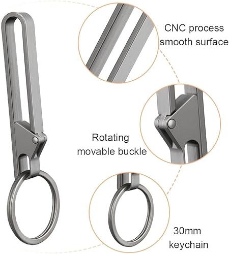 Miniatura 3 de Clip de llavero de mosquetón de titanio, clip de llavero de liberación rápida resistente con llavero para hombres, pantalones y cinturón