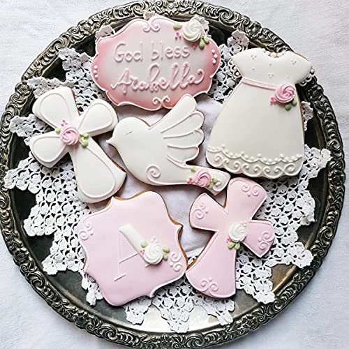 Baptism Cookie Cutter Set - 7Pcs Cross Dove Pigeon Cutters First Communion Religious Baptism Holy Cross Stainless Steel Metal Biscuit Mold #TOP3