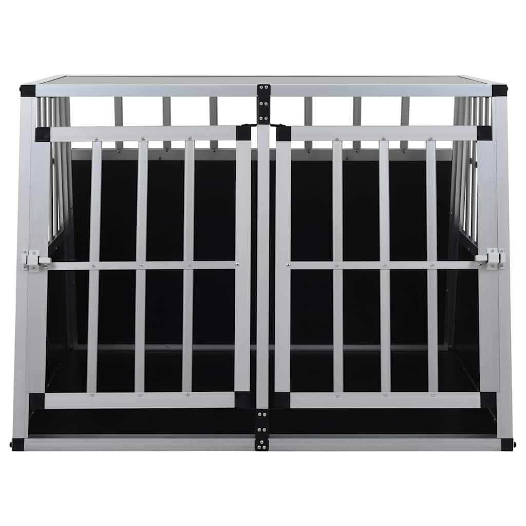 Hundetransportbox mit Doppeltüren 94 x 88 x 69 cm aus Aluminium und MDF für sicheren Transport im Auto, wetterfest, isoliert, leicht, ideal für mittelgroße Hunde, einfach zu montieren
