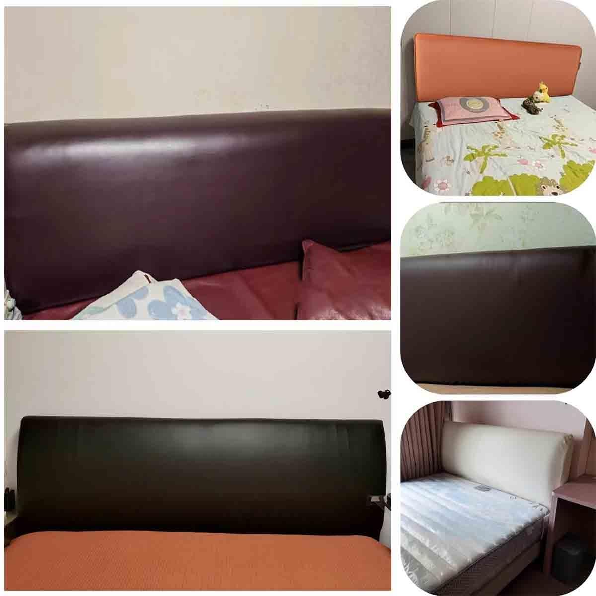 Luxueuse housse de tête de lit en similicuir bordeaux avec élastique et housse décorative pour lit simple et double accessoire de chambre élégant