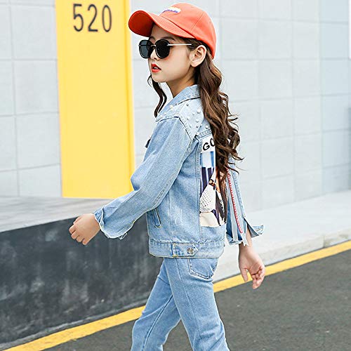 Image of ASHER FASHION Denim Jackets Girl Denim Jackets Classic Basic Button Down Coat Girls' Outwear