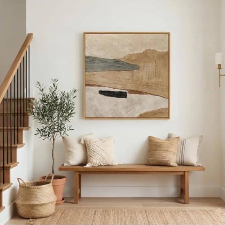 Impression sur toile tons naturels pour grand salon