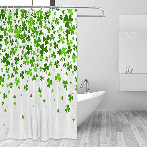Rideau de douche anti-éclaboussures polyester trèfle vert 183cm - 5
