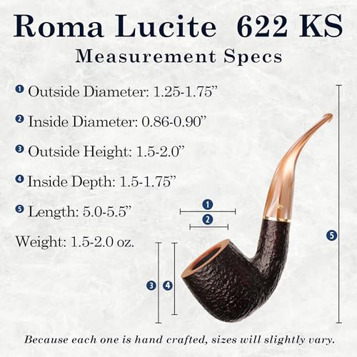 Savinelli Roma Lucite 622 KS - Rome Inspired Italian Briar Wood Pipe, Hand Crafted in Italy, Traditional Wood Pipes From Italy, Bent Pot Shaping, 6mm - Image 3