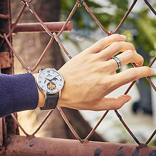 Yfstyle 4Pcs Stainless Steel Rings For Men Wedding Ring Cool Simple Band Rings For Men Black Plated Matte Finish Stackable Bands Rings Size 6-12-Black Set-8 #TOP4