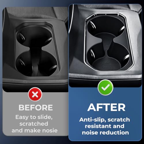 Image of Center Console Cup Holder Inserts for Toyota BZ 2026+, Interior Accessories TPE Car Cup Holders Covers Protector for 2026+ BZ, Black