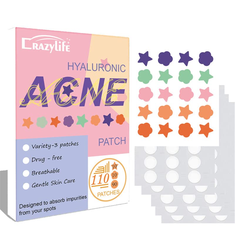 BERVEAL 110 AcnePatches, Salicylic Acid & Tea Tree Oil Transparent Pimples Patches, Cute Pimple Patch for Face, Cover Dots for Acne, Blemish, Pimples, Whiteheads, Zits Stickers