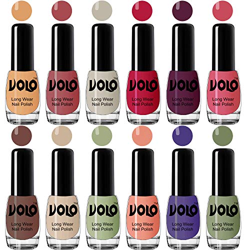 Volo Boss of Gloss Nail Polishes Set of 12 Pcs Infinite Collection(Nude, Tan, Nude, Corals, Wine, Pink, Nude, Nude, Mint, Peach,Purple, Green) 60 ML