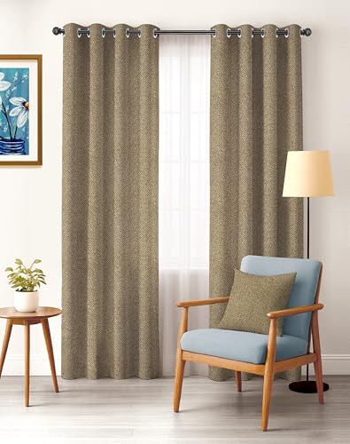 Image of Casableu Twillbone Digital Print 85% Blackout Curtains for Long Door /Window, Thermal Insulated, Tie Back, Wider Width 50 in, Eyelet Curtains for Living Room /Bedroom (D Brown 9 ft Set of 2)