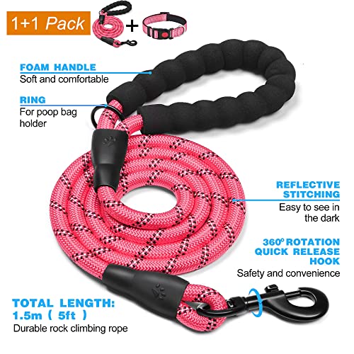 Image of haapaw Reflective Dog Collar Padded with Soft Neoprene Breathable Adjustable Nylon Dog Collars for Small Medium Large Dogs