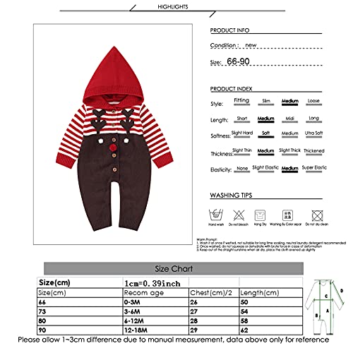 Borlai Baby Boy Meisje Kerst Romper Kleding Peuter Elk Gebreide Trui Hooded Front Button Jumpsuit Bodysuit voor 0-18M - Afbeelding 8