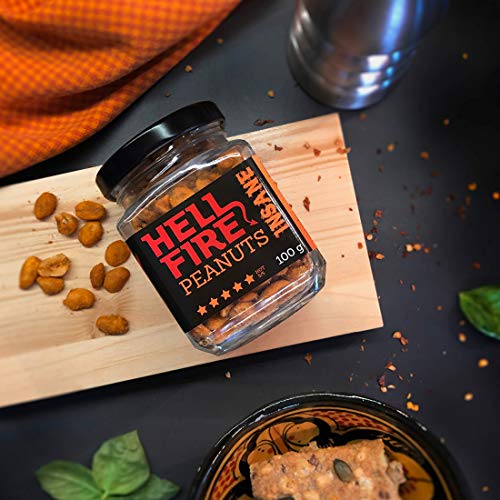 Hellfire Peanuts Insane 100 g – Extrem Scharfe Erdnüsse mit Carolina Reaper – Crunchy Snack für Mutprobe & Chili Challenge – I LOVE SPICY