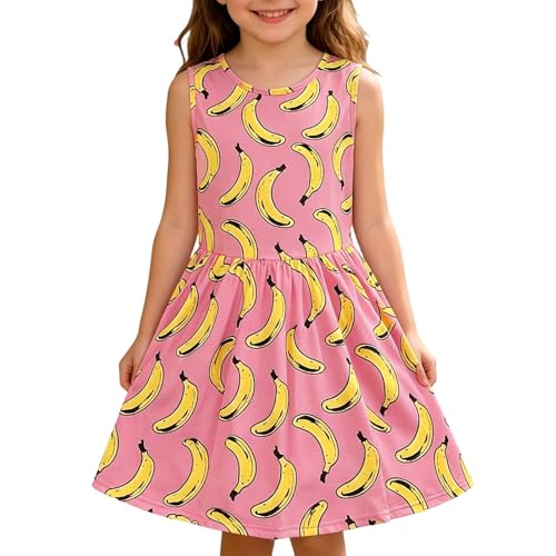 Generisch 2026 Vestido de verano para niña, holgado, sin mangas, suave, fluido, informal, con bolsillos, Rosa., 15-16 años