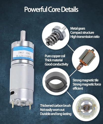 Moteur électrique à engrenage planétaire pour couple fort 12V - 3