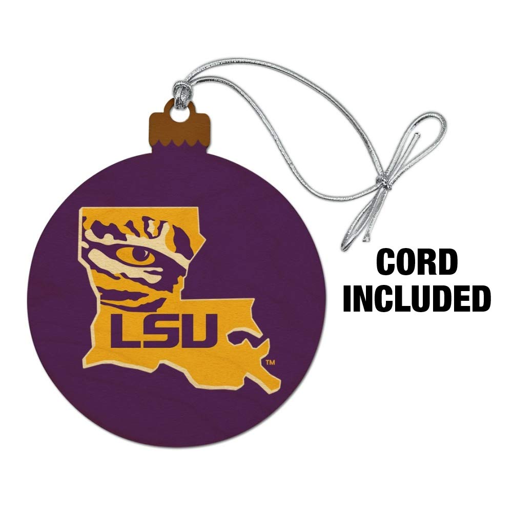 GRAPHICS & MORE LSU Tiger State Mark Wood Christmas Tree Holiday Ornament
